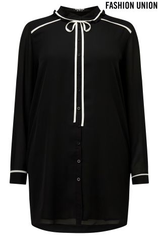 Fashion Union Curve Bow Tie Shirt Dress